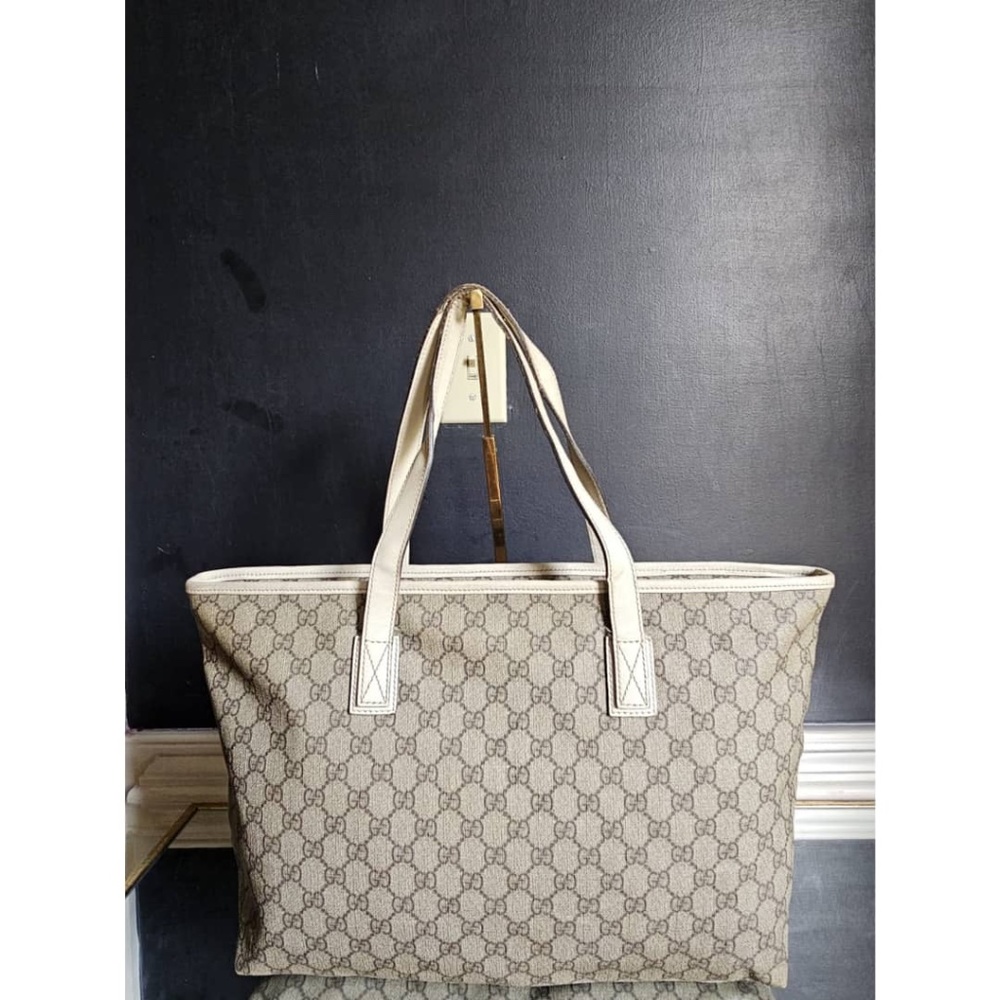 Authentic Gucci Gg Monogram Tote Bag Beige/Cream - Picture 5 of 14
